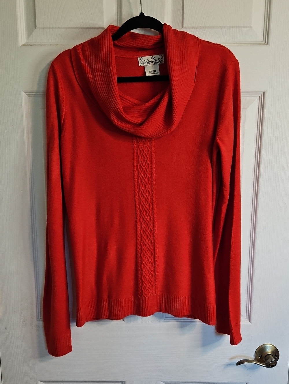 Nouveaux  Women's Red Cowl-Neck Cable-Detail Sweater